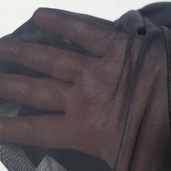 Tinglar Black Sheer Mesh Workout Top long Sleeves Zip Jacket Turtle neck  Size U - Picture 6 of 6